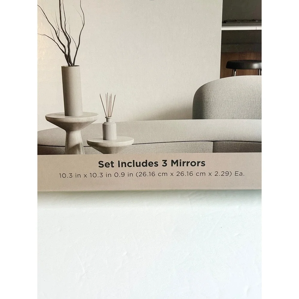 Willow Spring 3 Piece Wall Mirror Set White Decorative Round 10.3in Accent Decor